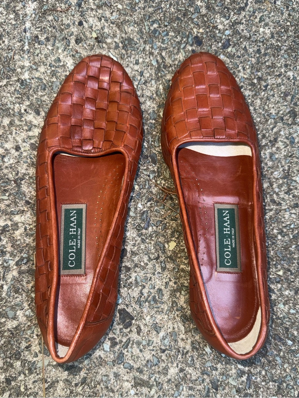 Cole Haan Woven Leather Flats - Cognac